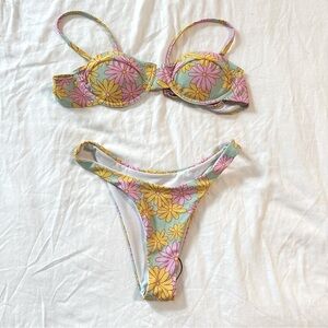 Floral Bustier Swimsuit Bikini